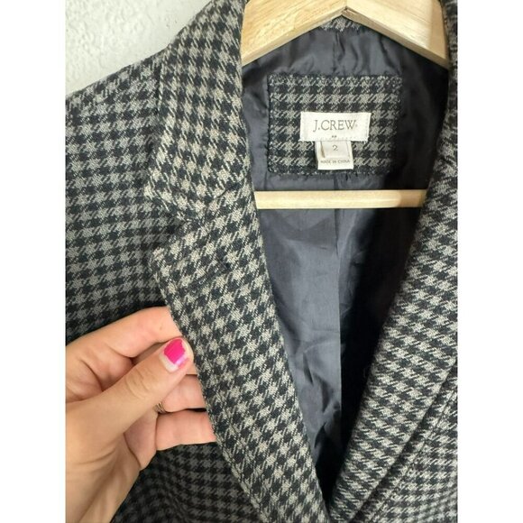 J.Crew Women's Blazer Jacket Size 2 Wool Houndstooth Elbow Patches preppy - Picture 7 of 11